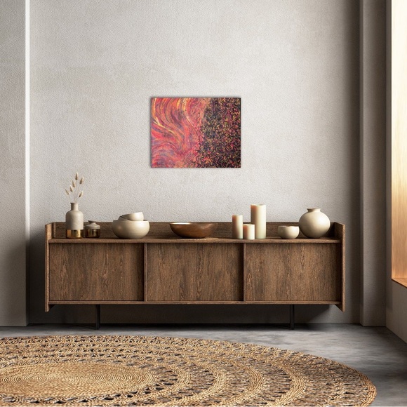 The damned, fiery, hell fire, evil spirits, small mixed media, original painting - Picture 3 of 5